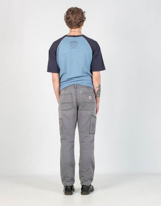 Vintage Carhartt double knee 32x32 canvas carpenter jeans in charcoal grey, 3 of 4