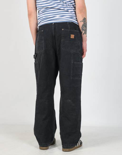 Vintage Carhartt double knee 34x30 canvas carpenter jeans in black, 2 of 4