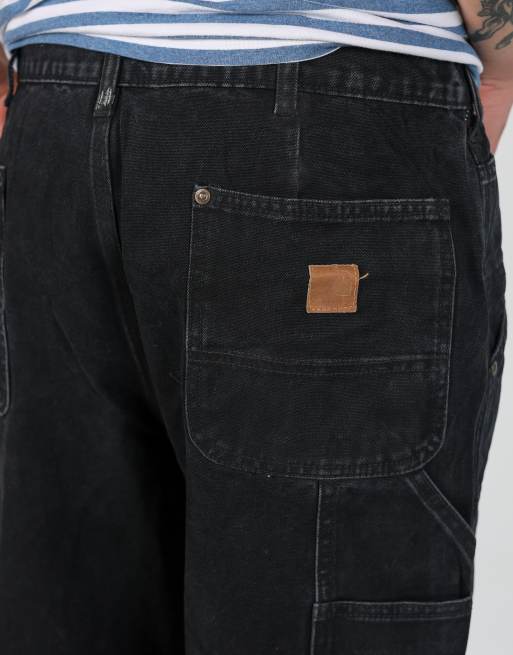 Vintage Carhartt double knee 34x30 canvas carpenter jeans in black, 4 of 4