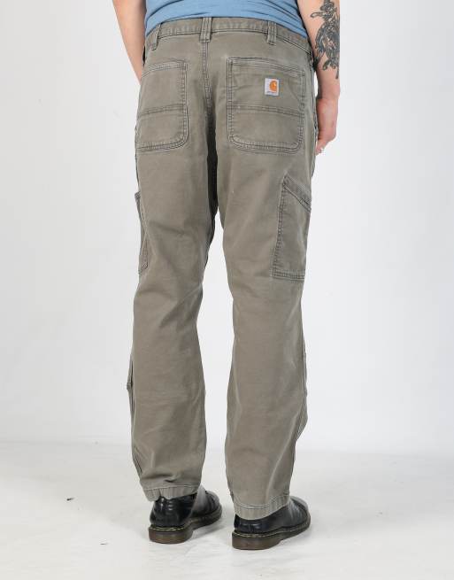Vintage Carhartt double knee 36x30 canvas carpenter jeans in dark green, 2 of 4