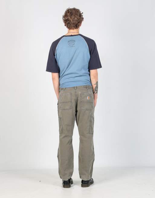 Vintage Carhartt double knee 36x30 canvas carpenter jeans in dark green, 3 of 4
