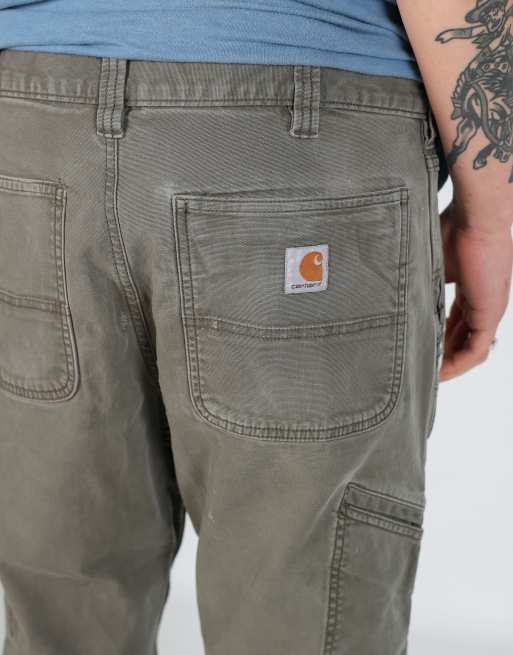 Vintage Carhartt double knee 36x30 canvas carpenter jeans in dark green, 4 of 4