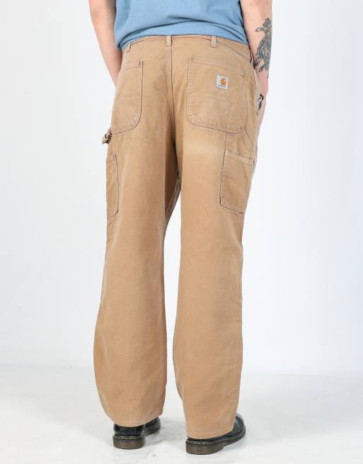 Vintage Carhartt double knee 36x32 canvas carpenter jeans in tan