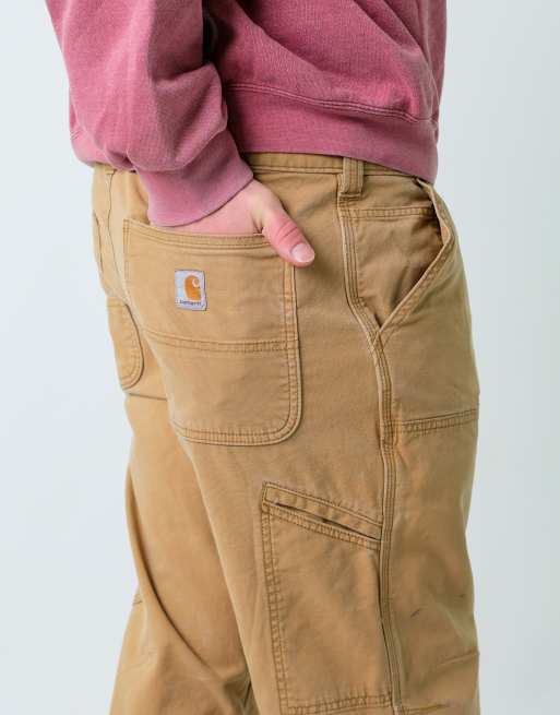 Vintage Carhartt Double Knee 36x34 Canvas Carpenter Baggy Jeans Beige