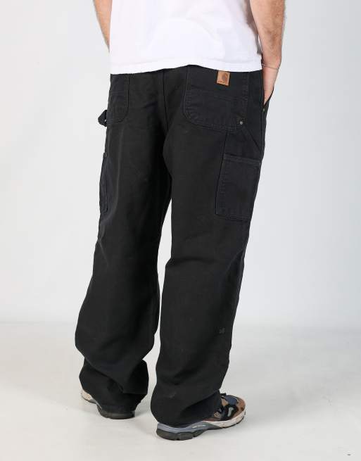 Vintage Carhartt double knee 38x32 canvas carpenter jeans in black