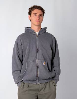 Vintage Carhartt L Hoodie Charcoal Grey Zip Up