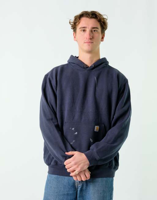 Vintage Carhartt L Hoodie Navy Blue