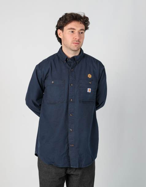 Vintage Carhartt l long sleeve shirt in navy blue - view 1