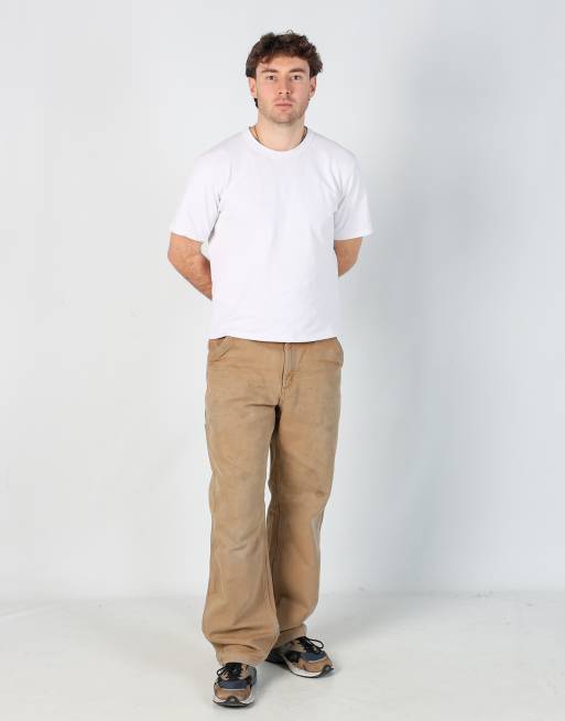 Vintage Carhartt lined 33x32 canvas carpenter jeans in tan