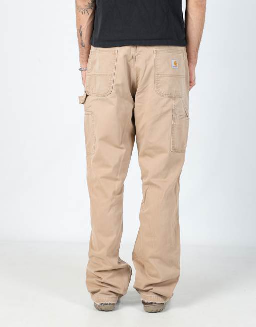 Vintage Carhartt lined 34x34 denim carpenter jeans in tan