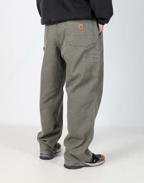 Vintage Carhartt lined 38x30 canvas carpenter jeans in dark green - view 1