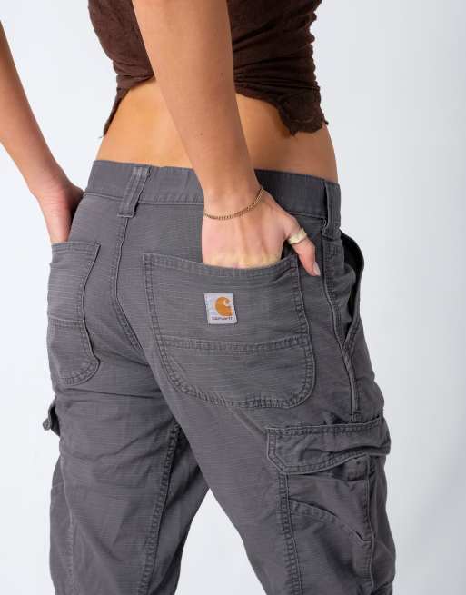 Vintage Carhartt Ripstop 31x30 Canvas Carpenter Baggy Jeans Grey