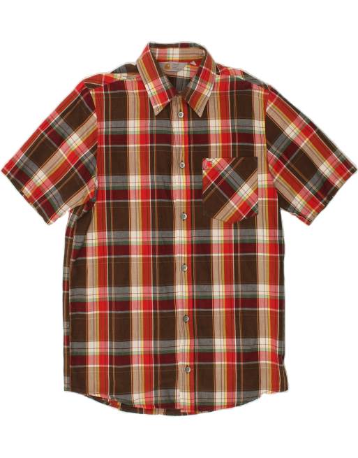 Vintage Carhartt Rugged Size M Check Short Sleeve Shirt in Brown
