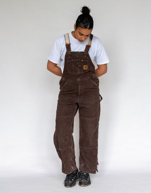 Vintage Carhartt S Canvas Baggy Dungarees Brown