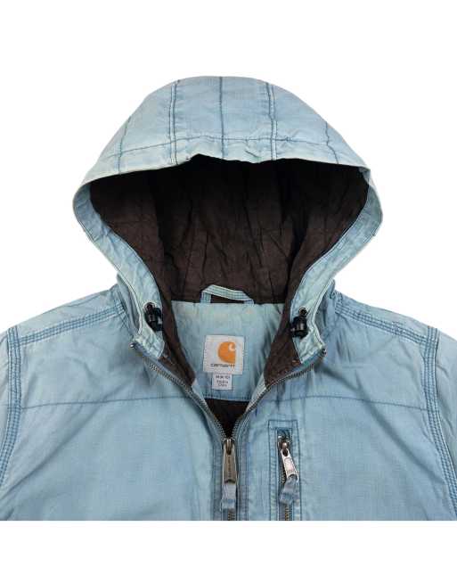 Vintage Carhartt zip up quilted jacket size m in baby blue, 3 of 4