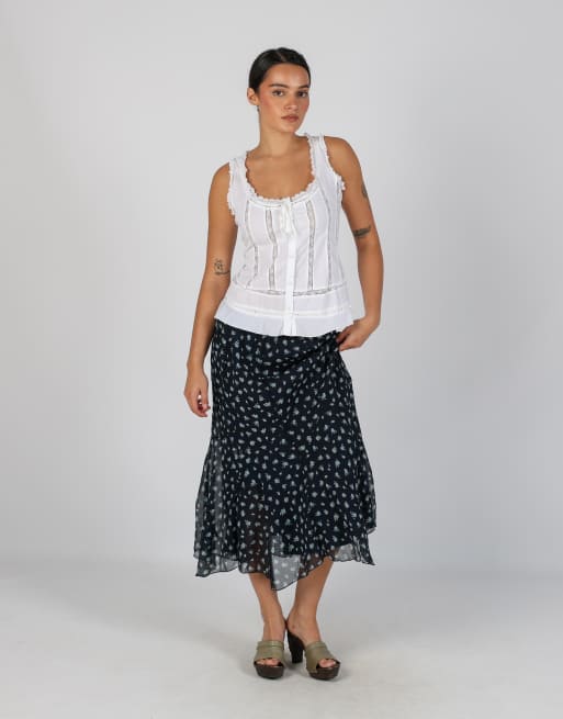 Vintage Carla Ferroni M woven maxi skirt in blue, 1 of 4
