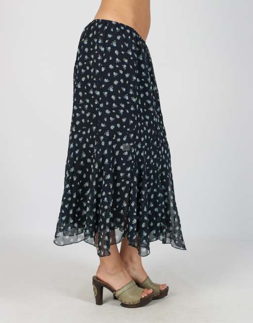 Vintage Carla Ferroni M woven maxi skirt in blue, 2 of 4