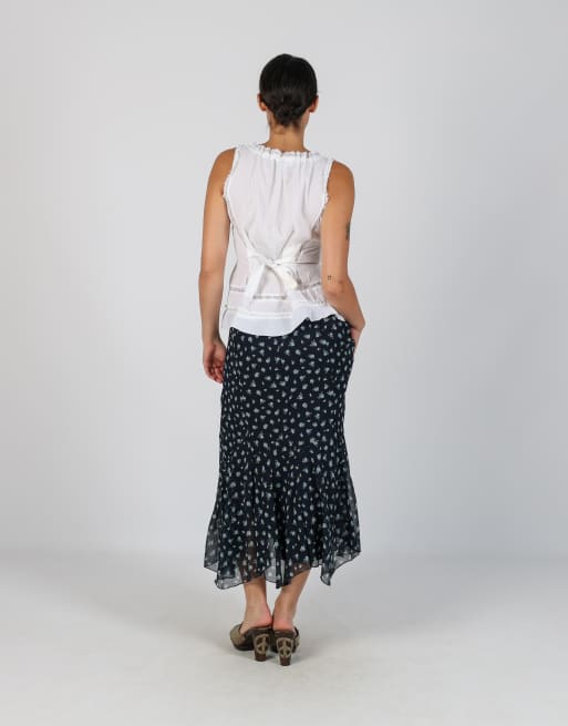 Vintage Carla Ferroni M woven maxi skirt in blue, 3 of 4