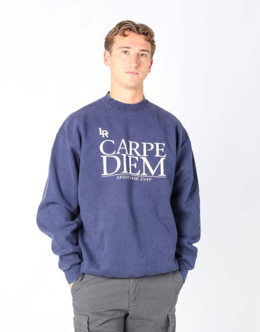 Vintage Carpe Diem xl sweatshirt in navy blue