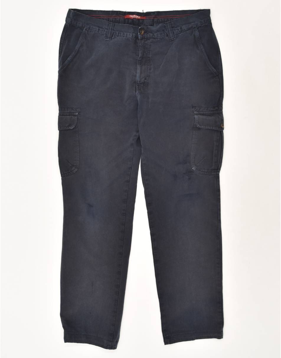 Vintage Carrera Size 2XL Tapered Cargo Trousers in Navy Blue