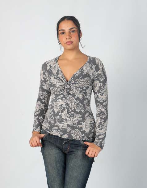 Vintage Cassis S long sleeve top in grey - view 1