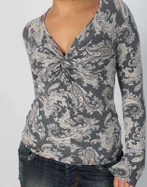Vintage Cassis S long sleeve top in grey, 4 of 4