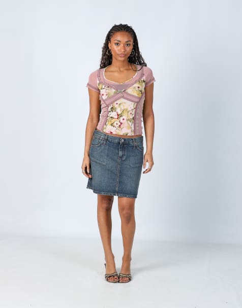 Vintage Casucci S denim mini skirt in blue - view 1