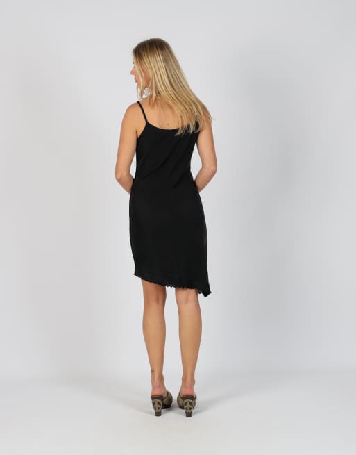 Vintage Cellophane S woven midi dress in black, 3 of 4