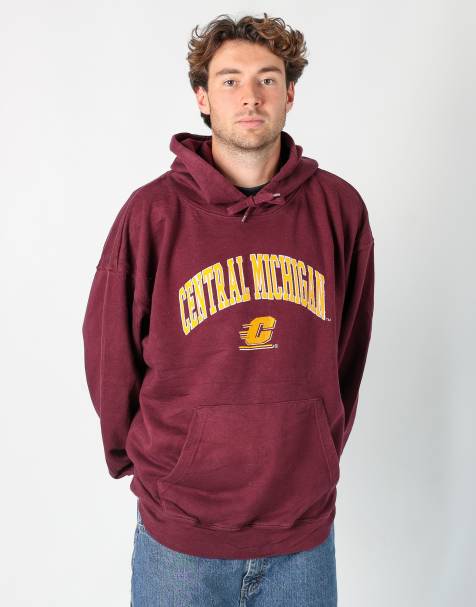 Vintage Central Michigan l hoodie in burgundy red - view 1