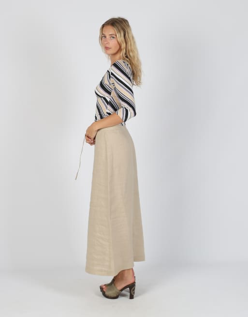 Vintage Cerruti XS woven maxi skirt in beige