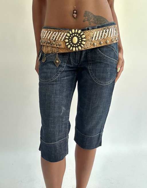 Vintage chain statement belt in brown