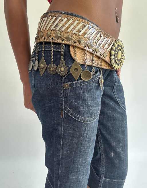 Vintage chain statement belt in brown, 3 of 5