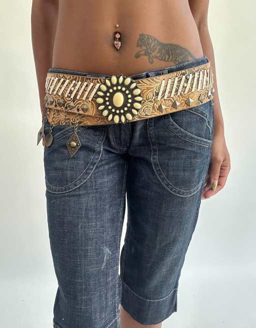 Vintage chain statement belt in brown, 5 of 5