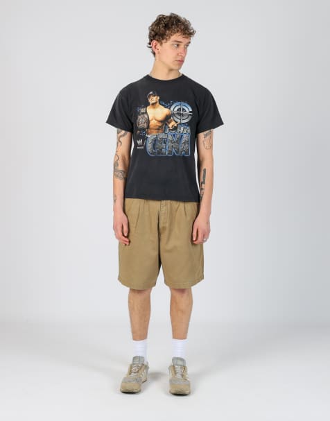 Vintage Champion 36x20 woven straight shorts in dark green - view 1