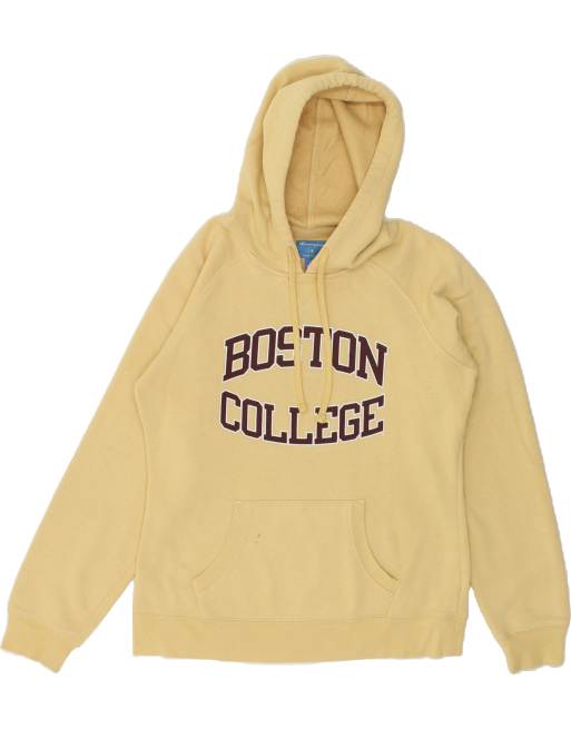 Vintage Champion Boston College Size L Graphic Hoodie Jumper in Beige HEWITT linen shirt Cra wallonieShops