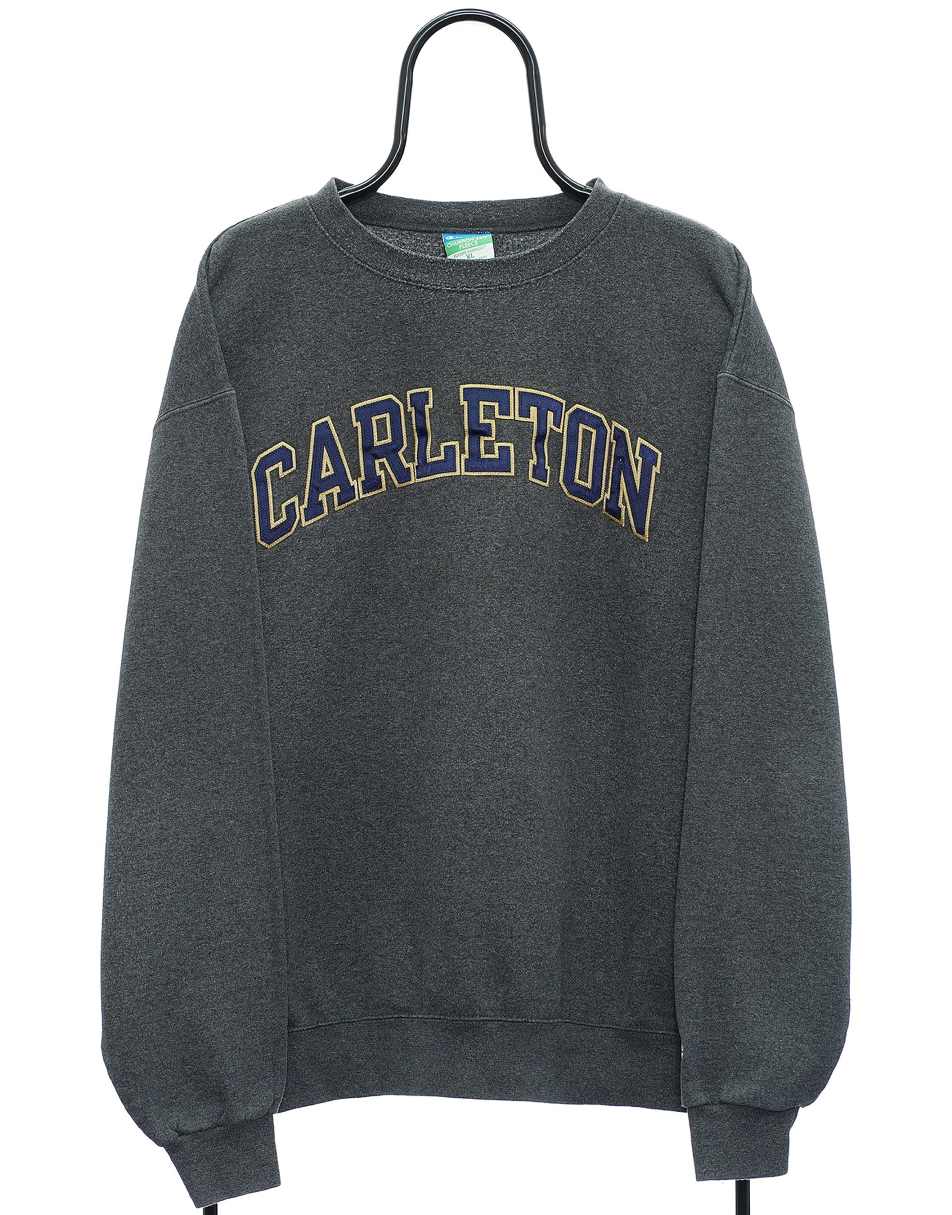 Vintage Champion Carleton Size XL Sweatshirt Spellout In Grey