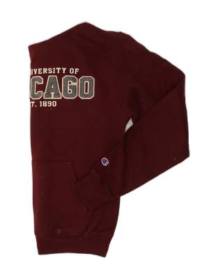 Vintage Champion Chicago Size S Graphic Hoodie Jumper in Burgundy