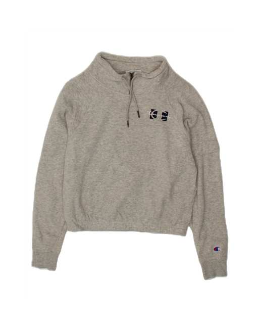 Vintage Champion Crop Sweatshirt Jumper UK 10 Small In Grey Sports