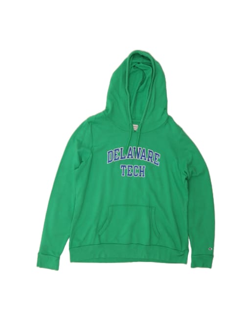 Vintage Champion Delaware Graphic Hoodie Jumper UK 20 2XL In Green