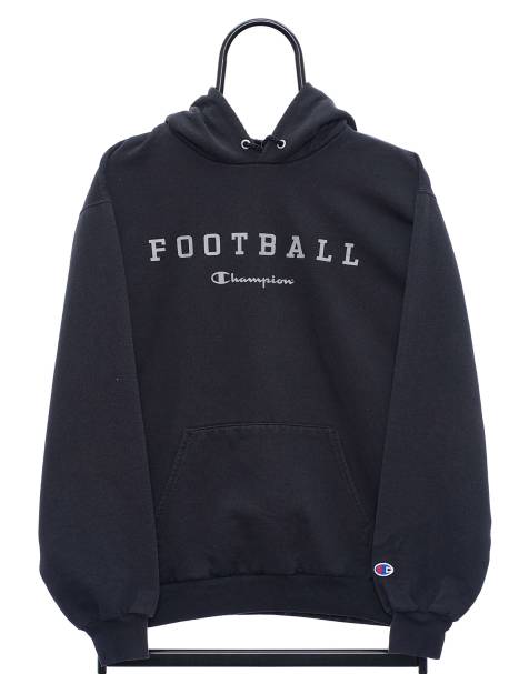 Vintage Champion football size S hoodie in black - view 1
