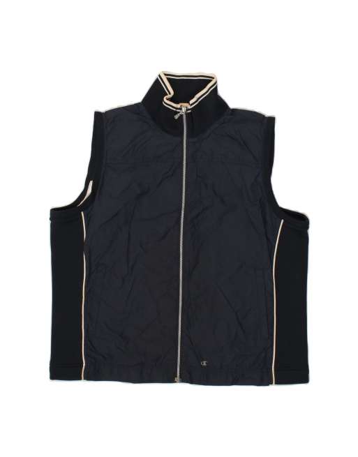 Vintage Champion Gilet UK 18 XL In Blue Colourblock