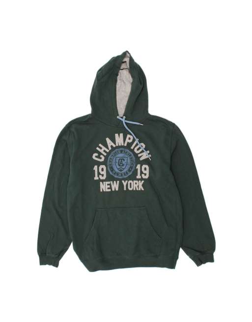 Vintage Champion Graphic Hoodie Jumper 2XL In Green