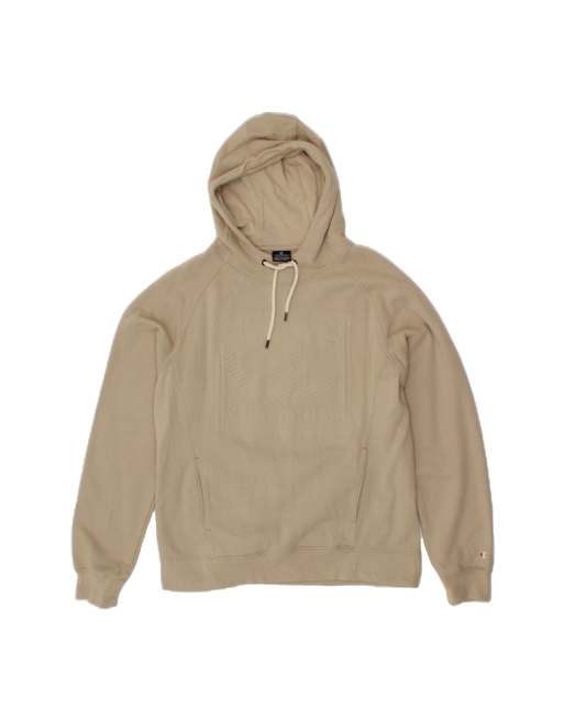 Vintage Champion Graphic Hoodie Jumper Large In Beige