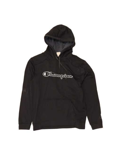 Vintage Champion Graphic Hoodie Jumper Large In Black