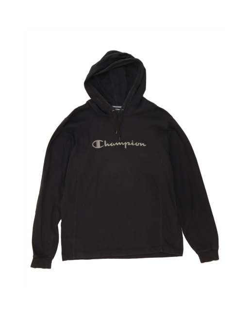 Vintage Champion Graphic Hoodie Jumper Large In Black