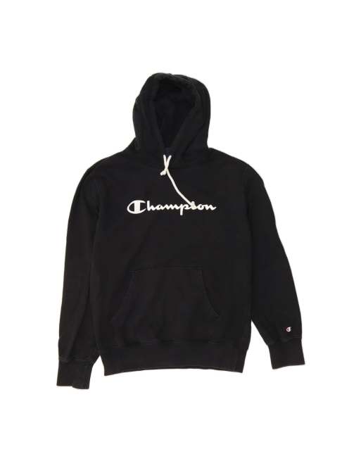 Vintage Champion Graphic Hoodie Jumper Large In Black
