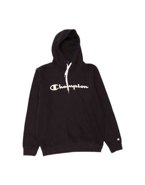 Vintage Champion Graphic Hoodie Jumper Large In Black - view 1