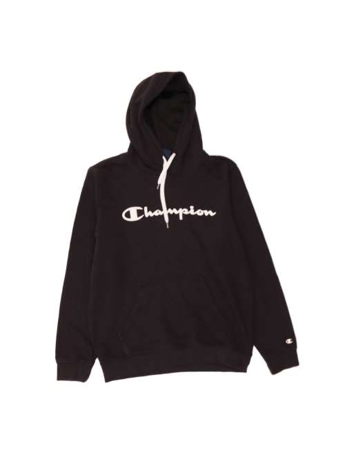 Vintage Champion Graphic Hoodie Jumper Large In Black