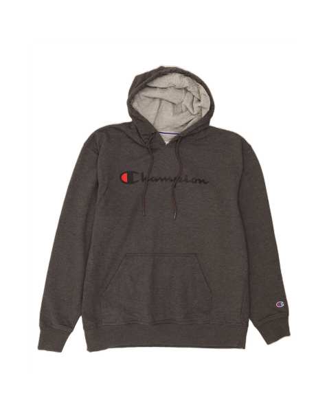 Vintage Champion Graphic Hoodie Jumper Large In Grey - view 1