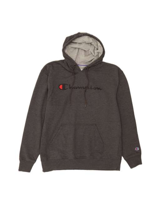 Vintage Champion Graphic Hoodie Jumper Large In Grey